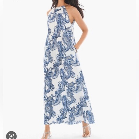 Chico’s long dress paisleys prints accordion size 3 - Picture 1 of 9